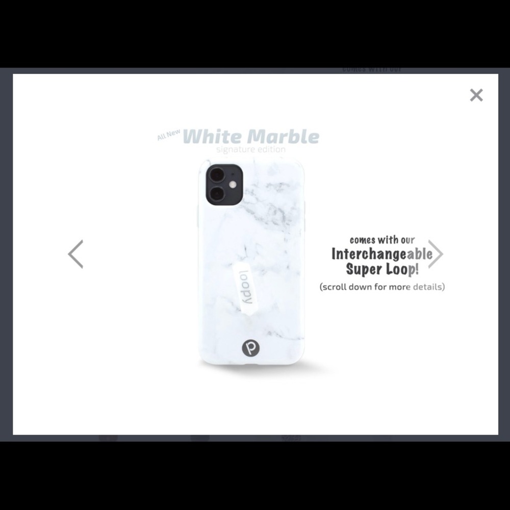 iPhone 11 White Marble Loopy Phone Case